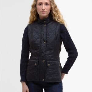 Barbour Women's Black Wray Gilet Green Fleece Lined Quilted Vest - 12